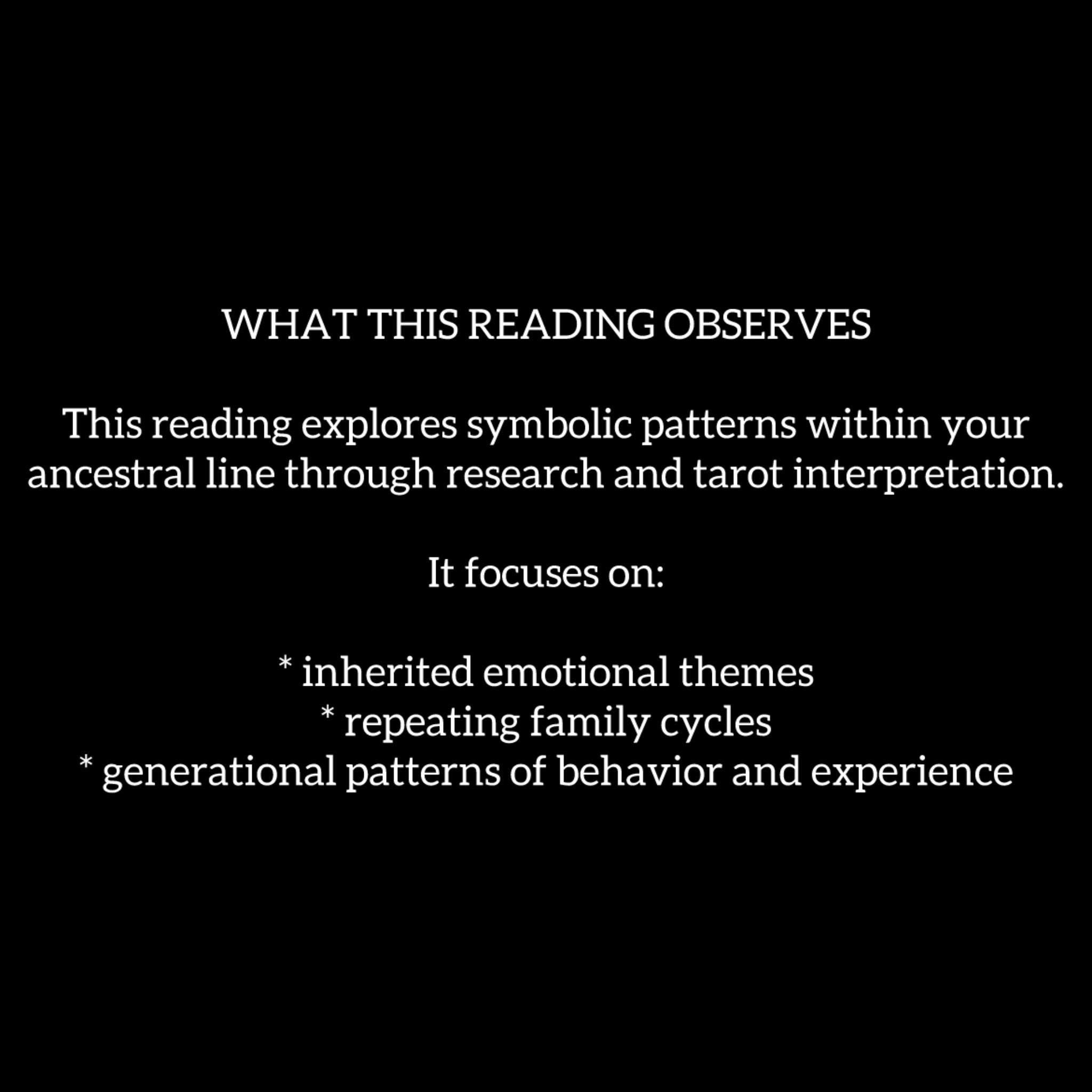 Ancestral Tarot Reading | Lineage Patterns, Family Cycles and Spiritual Insight